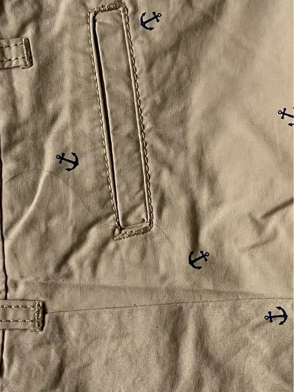Carter's Tan Shorts with Navy Anchor Embroidery